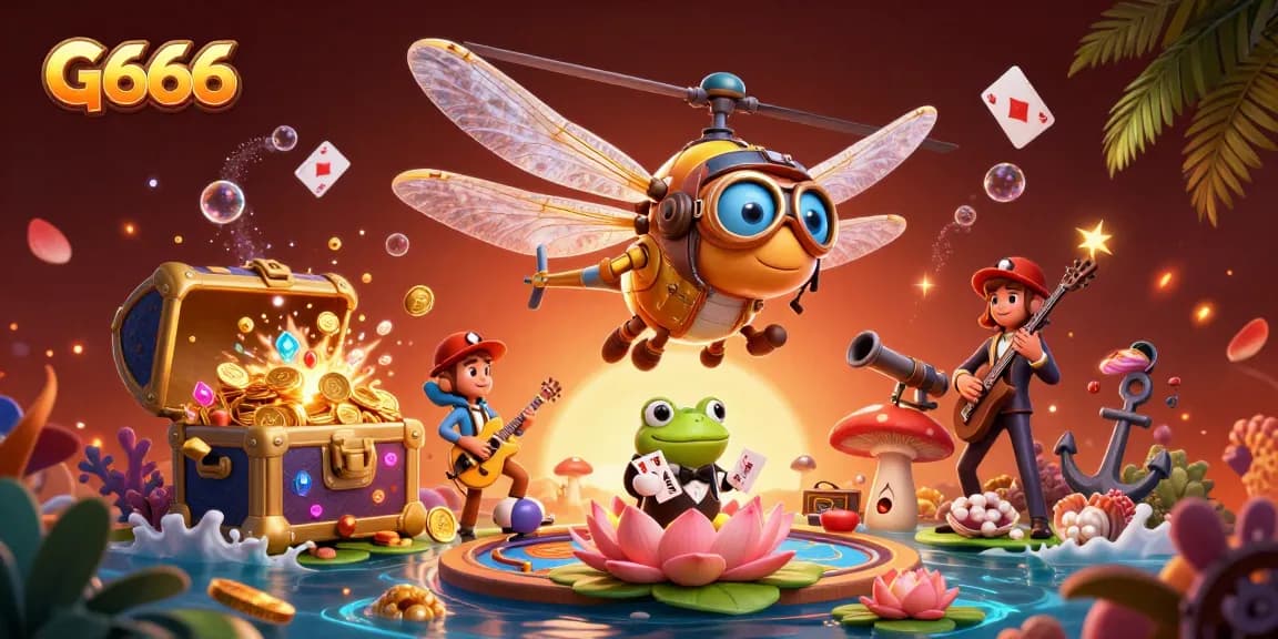 Experience thrilling gameplay at G666 with a vibrant casino scene featuring animated characters and rich details.
