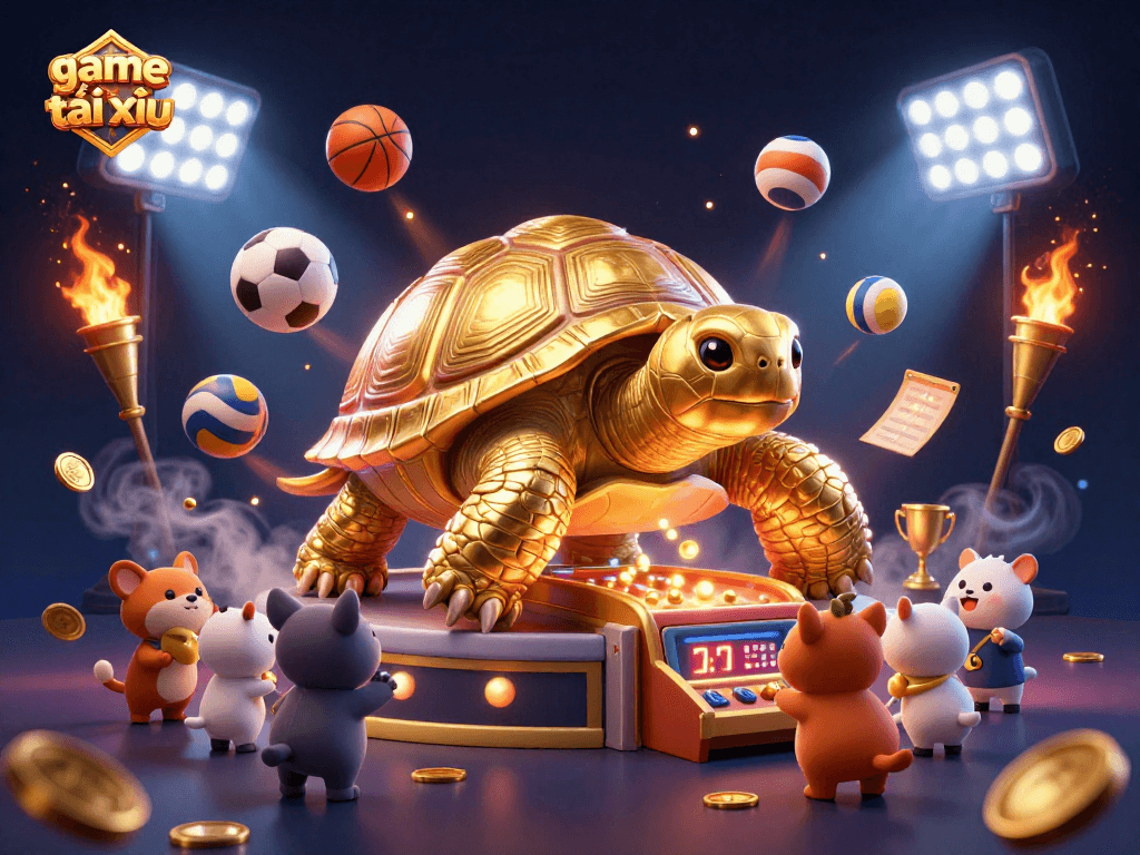 Experience game tài xỉu with a golden tortoise pinball machine and exciting dynamics.