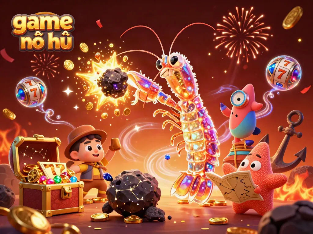 Experience thrilling game nổ hũ action with a vibrant digital scene showcasing slot reels and treasures in a casino atmosphere.