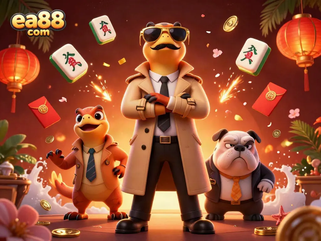 Experience excitement at ea88 com with a humorous scene of raptors in disguise at a casino VIP lounge.