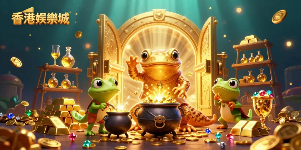 Experience thrilling adventures at 香港娛樂城 with a vibrant 3D illustration of an alchemist and his golden creations.