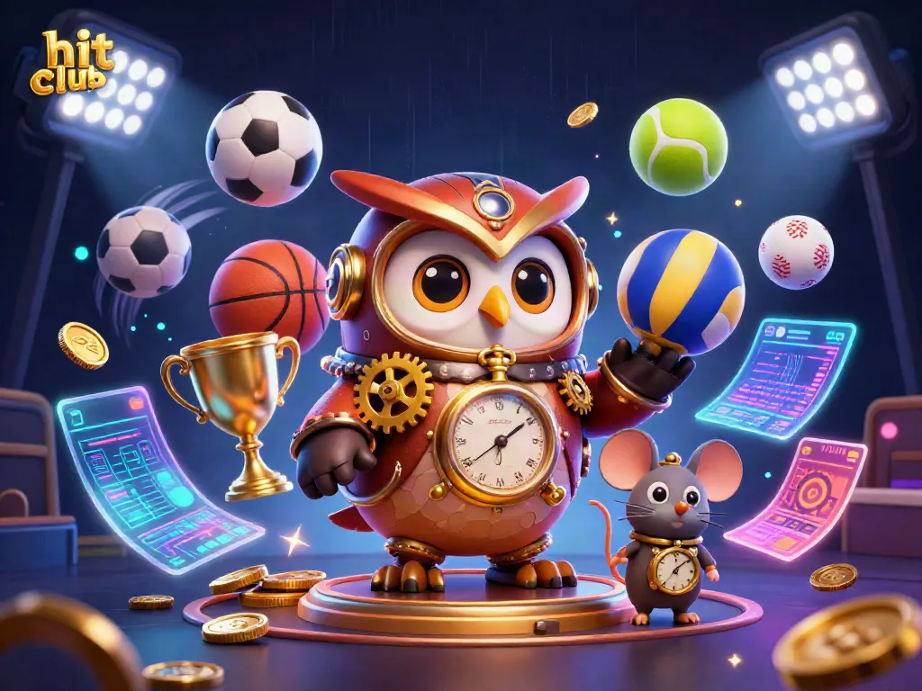 Experience thrilling gaming at hit club with cartoon time-traveler characters in a vibrant casino scene.