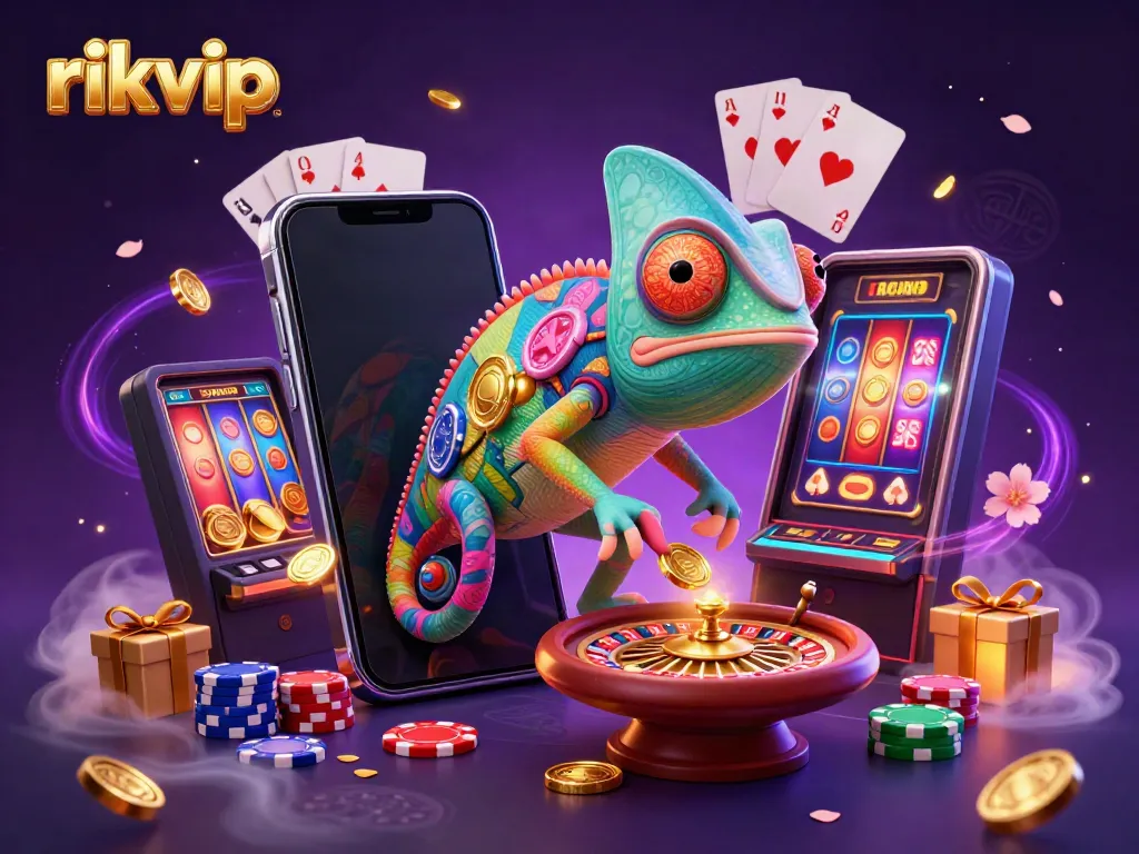 Experience thrilling action with rikvip at this vibrant casino scene featuring colorful games and dynamic characters.