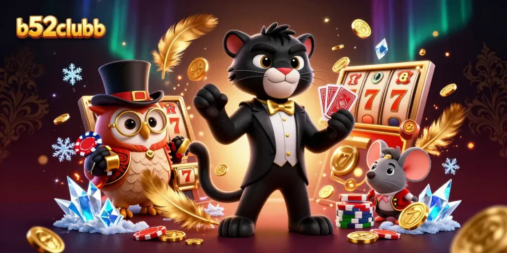 Engage in thrilling action at b52clubb with a stylish panther dealer and lucky companions.