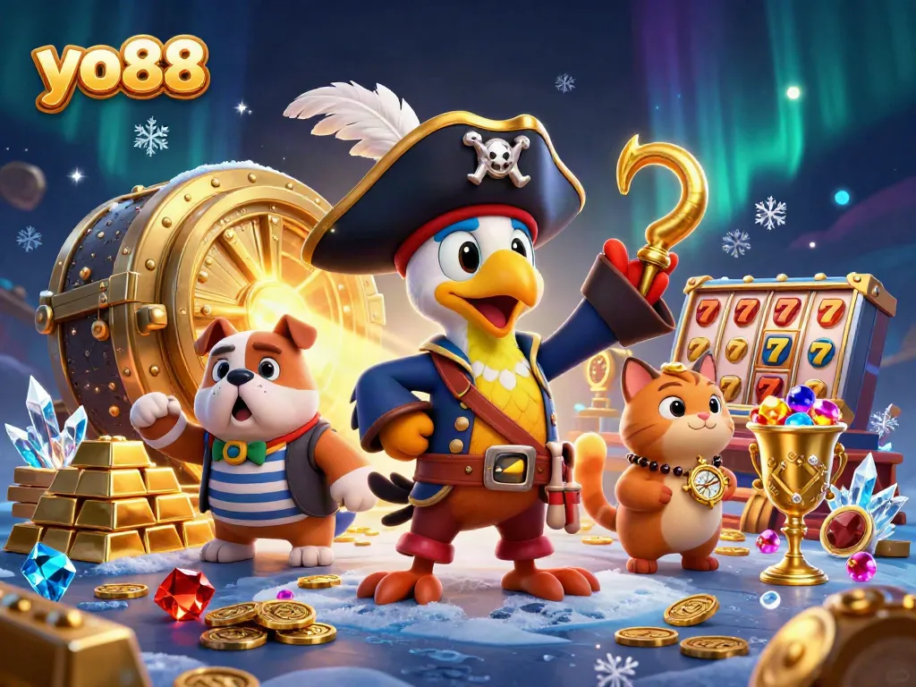 Engage in thrilling action with yo88 as vibrant pirate characters navigate a treasure-laden casino adventure.