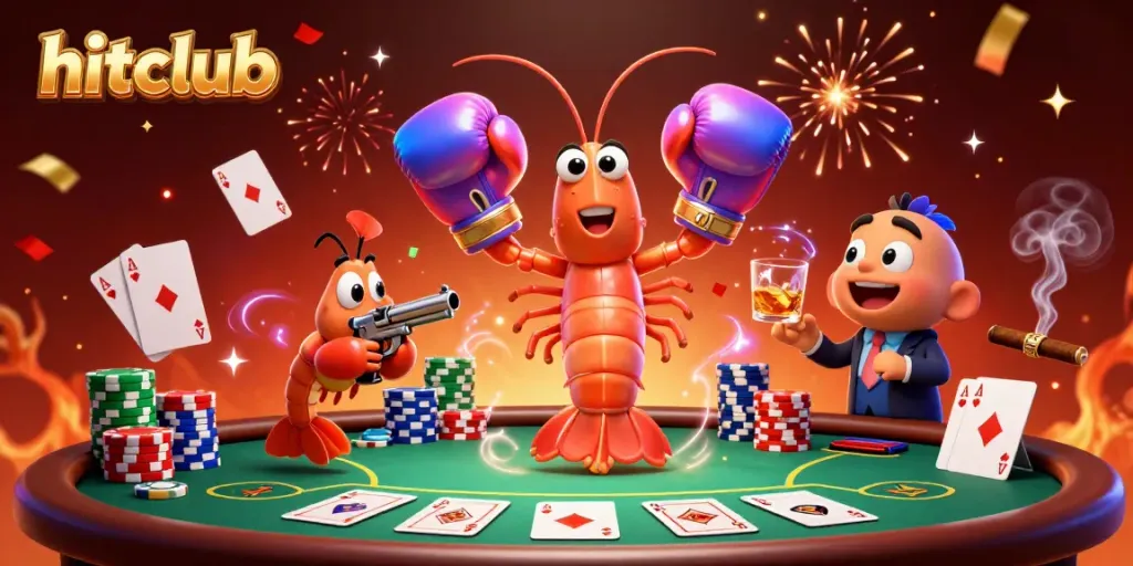 Experience the excitement at hitclub with a dynamic poker showdown featuring animated sea characters.
