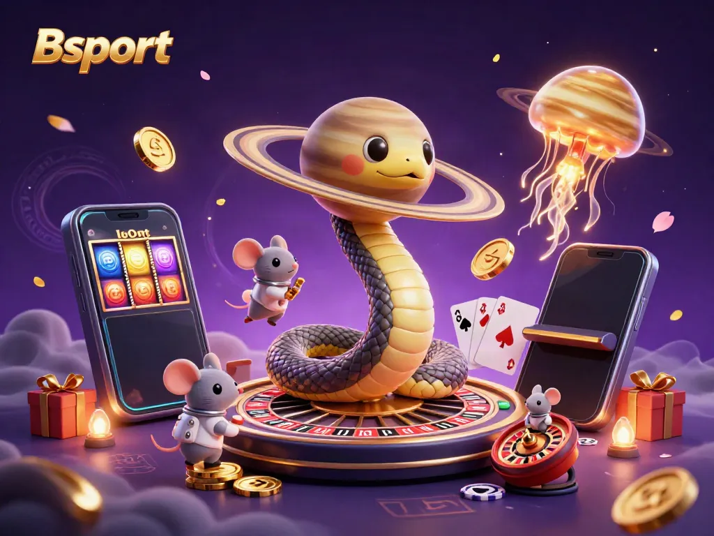 Bsport showcases an exciting scene with an astronaut mouse betting on a roulette wheel in an ultra-detailed 3D space.