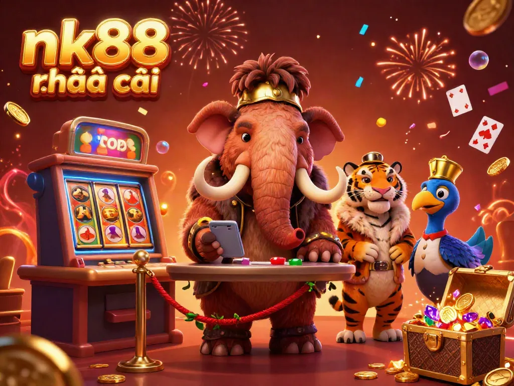 Join the excitement at nk88 nhà cái with a vibrant casino entrance featuring a woolly mammoth bouncer, a saber-tooth VIP, and a dodo doorman.