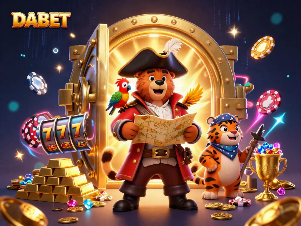 DABET invites players to a thrilling casino adventure with vibrant treasure elements and charismatic characters.