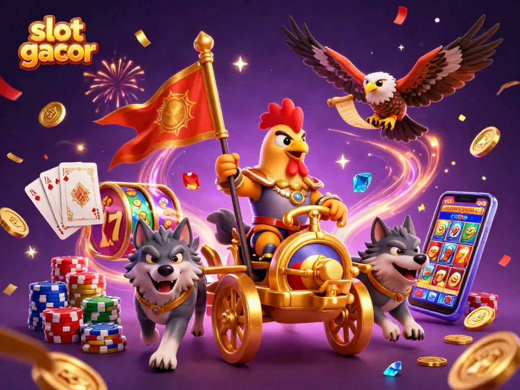 Engage with slot gacor excitement featuring dynamic characters, golden coins, and vivid gameplay elements.