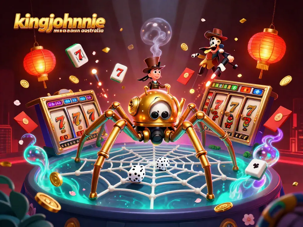 Experience excitement at kingjohnnie mobile casino australia with an enchanting steampunk scene filled with slots and casino elements.