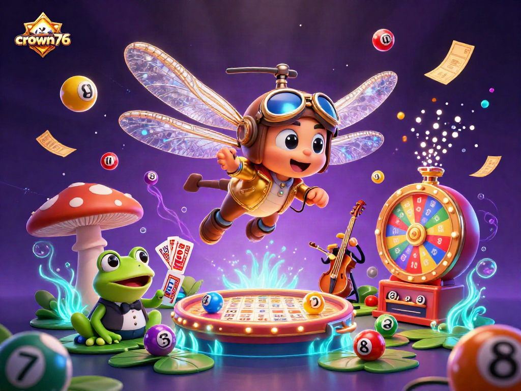 Experience lively gaming at crown76 with a vibrant casino scene featuring colorful characters and rich visuals.