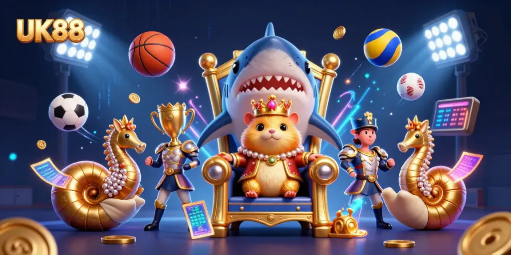 Experience the excitement of UK88 with a fierce hamster king and dynamic sports elements in play.