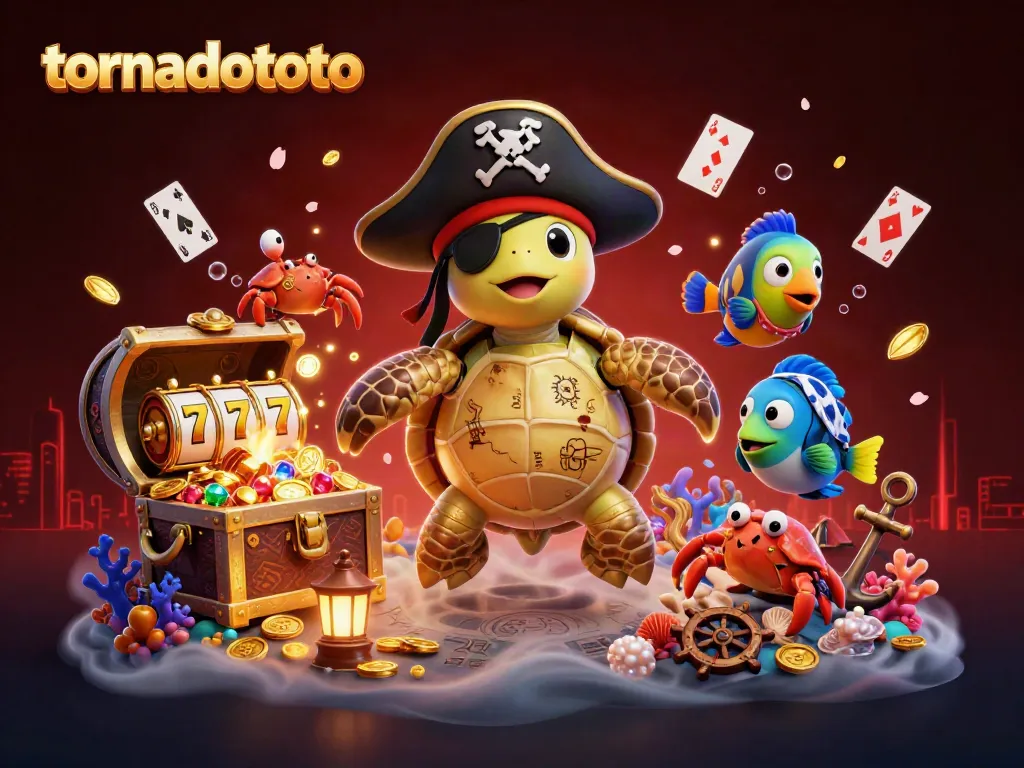 Experience the excitement of tornadototo with a vibrant underwater casino scene featuring a pirate turtle and treasure.