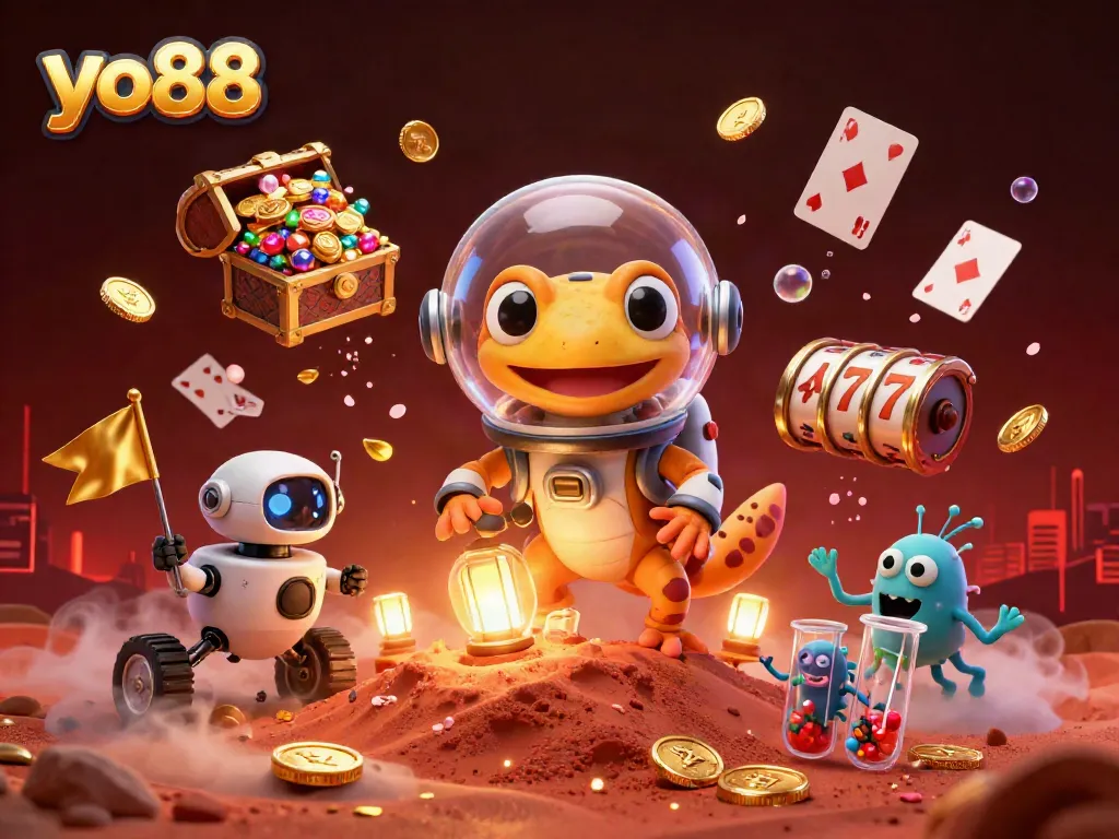 Engage with the excitement of yo88 in a Martian casino scene filled with shimmering treasures.