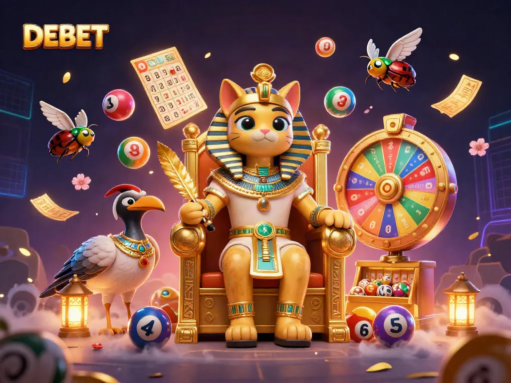 Engage in exciting gameplay at DEBET with vibrant lottery elements and 3D characters.