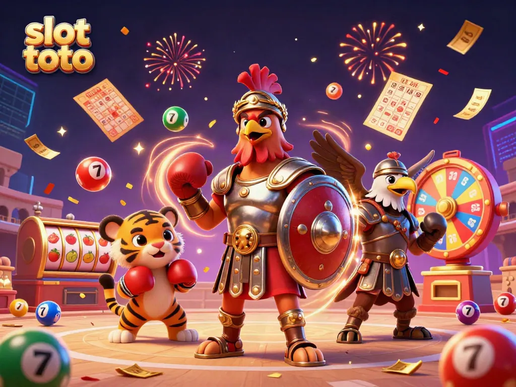 Menangkan jackpot dengan slot toto yang penuh warna dan kebahagiaan dalam ilustrasi kasino yang menakjubkan.