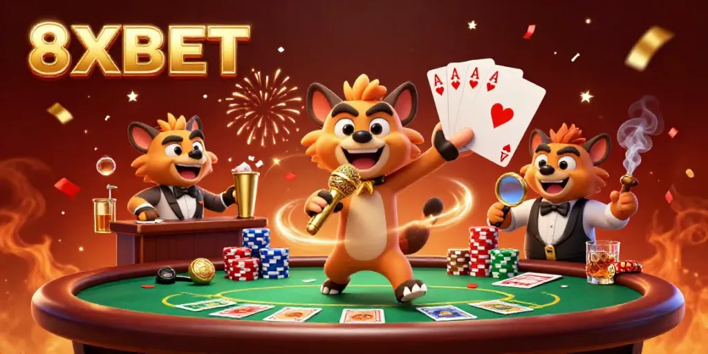 Experience vibrant gambling antics with 8XBET's lively hyena casino scene.