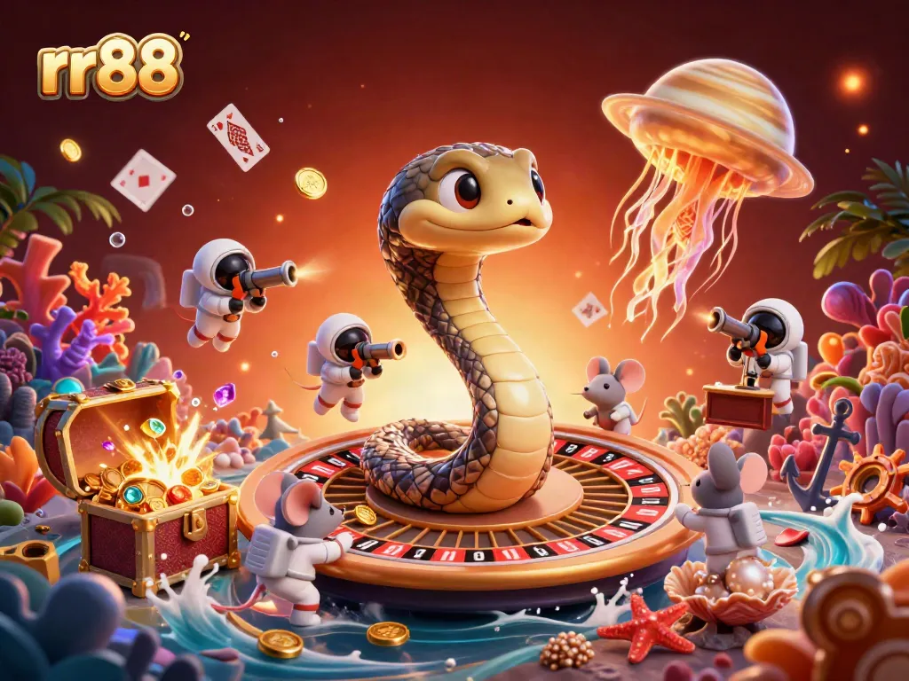 Experience thrilling gameplay at rr88 with astronaut mice betting on a roulette wheel in a cosmic setting.