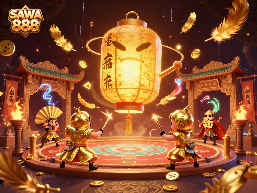 Experience thrilling gameplay moments at SAWA 888 casino with dynamic spirit and lucky symbol aesthetics.