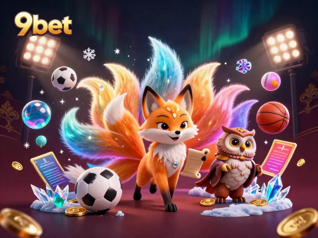 Join the excitement at 9bet with a vibrant illustration of sports betting featuring a nine-tailed fox spirit.