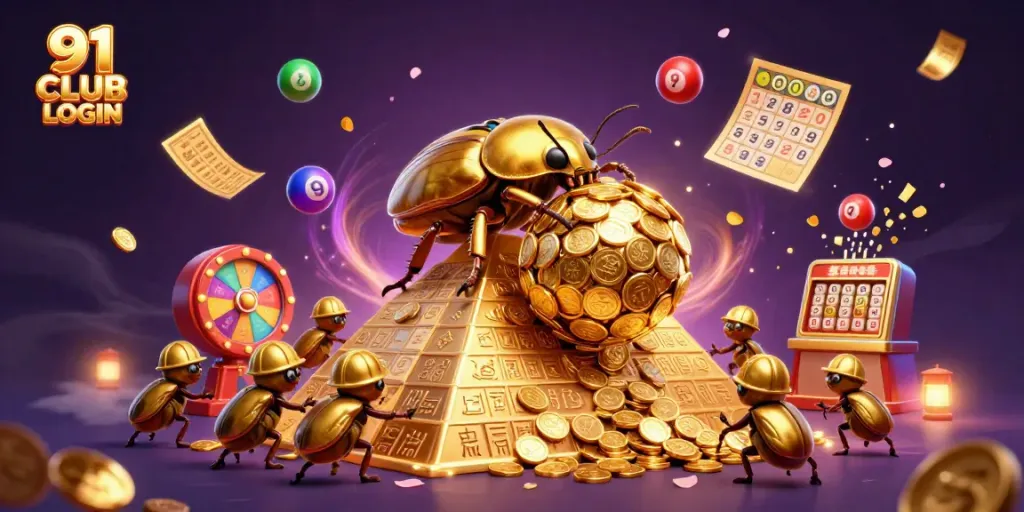 Engage with thrilling gameplay at 91 CLUB LOGIN featuring vibrant animated lottery and casino elements.