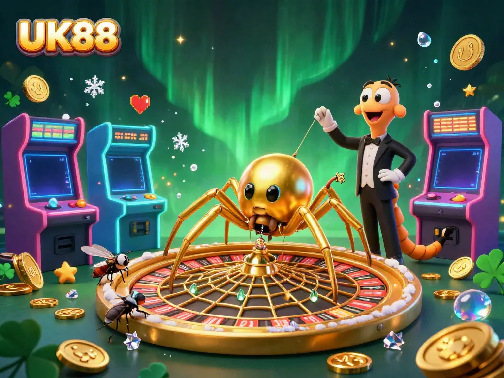Experience thrilling betting action at UK88 with a golden spider web roulette scene.