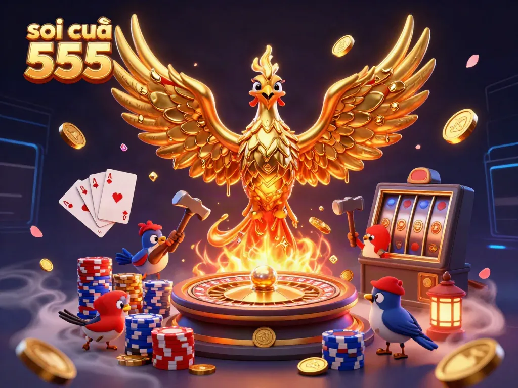 Experience thrilling moments with soi cầu 555 as golden phoenixes soar, showering coins and gems.